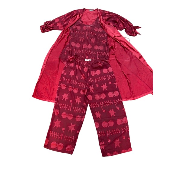 Victoria's Secret Other - FLAWS Vintage‎ Victoria's Secret Gold Label Sheer Satin 3 Piece Set Robe Large